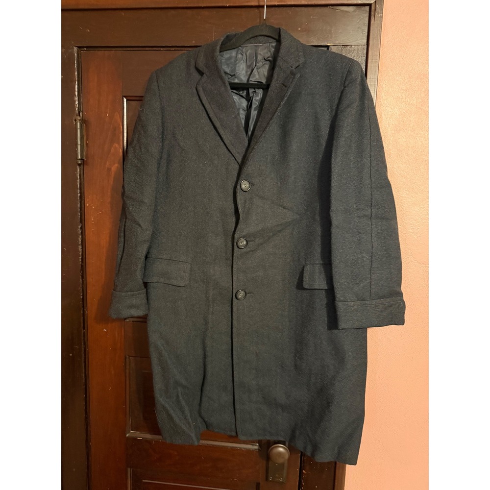 Vintage Botany 500 Tailored by Daroff Gray Wool Overcoat Mens 37 Short Union